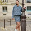 New Blouson en tweed Vane - Bleu Vestes | Manteaux