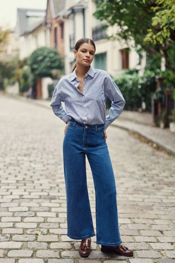 Outlet Chemise à rayures Coralia - Bleu/Blanc Blouses & Chemisiers