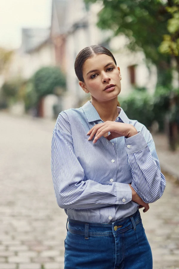 Outlet Chemise à rayures Coralia - Bleu/Blanc Blouses & Chemisiers