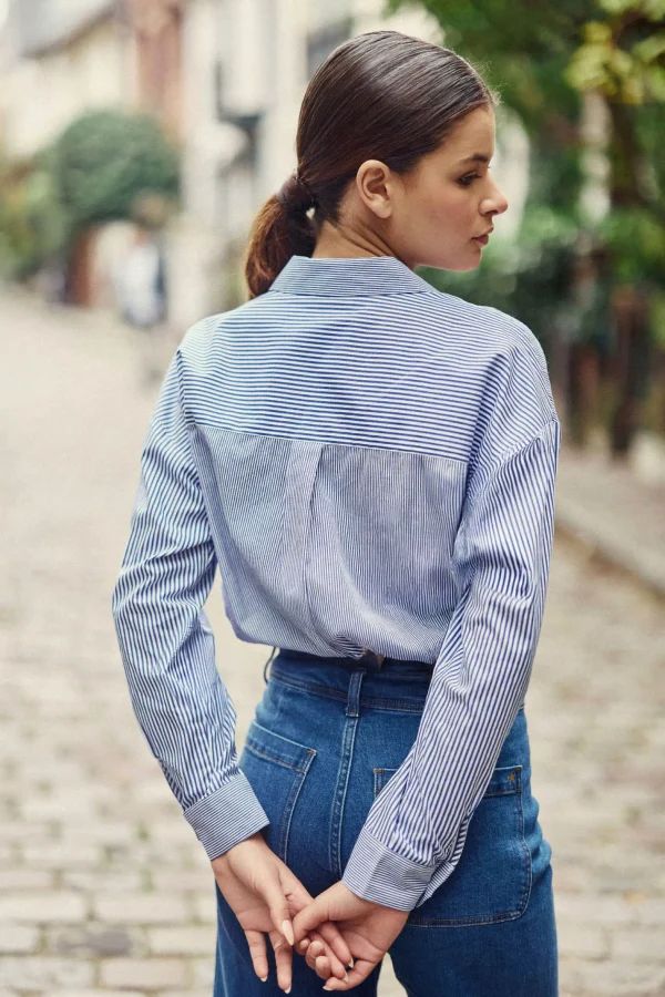 Outlet Chemise à rayures Coralia - Bleu/Blanc Blouses & Chemisiers