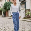 Hot Pantalon droit Pauline - Géométrique bleu Pantalons