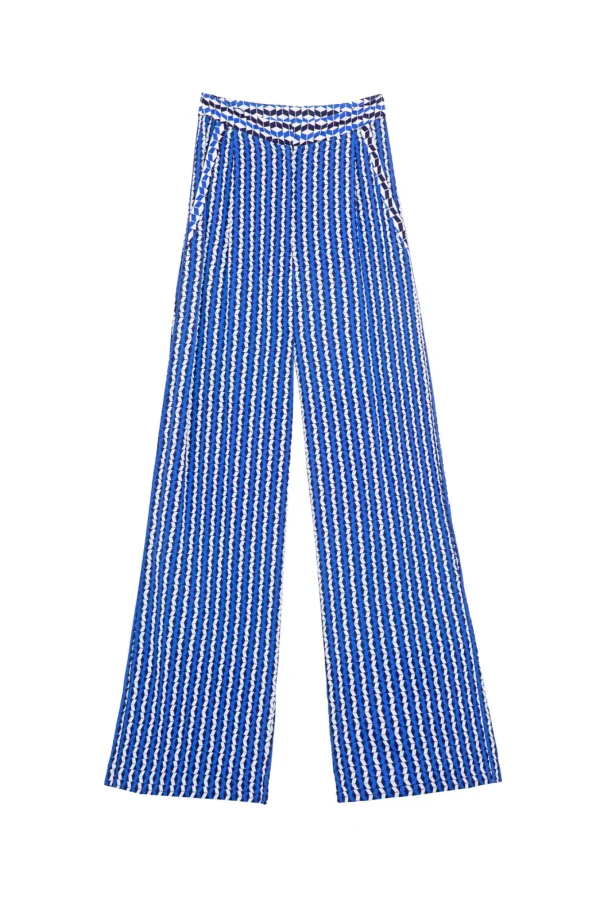 Hot Pantalon droit Pauline - Géométrique bleu Pantalons