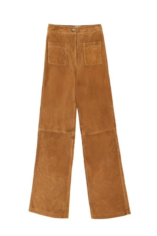 Best Pantalon flare Atlanty - Camel Ligne Cuir | Pantalons