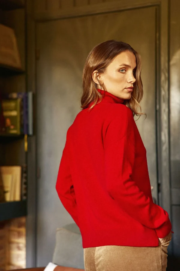 Sale Pull col roulé Marlen - Rouge Mailles