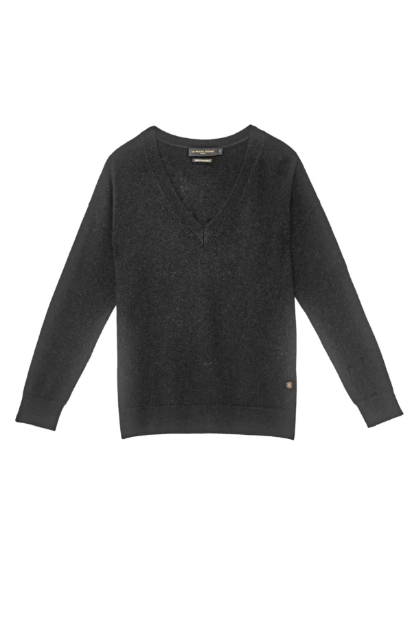 Sale Pull col V Melya - Noir Mailles