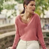 Online Pull col V Melya - Vieux Rose Mailles