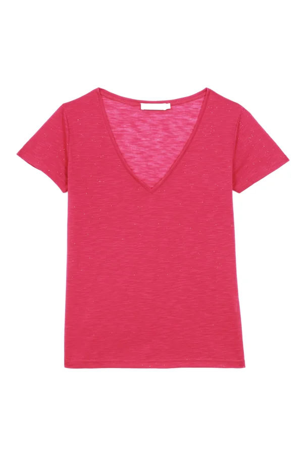 Fashion T-shirt col v Elvie - Fuschia T-shirts & Tops