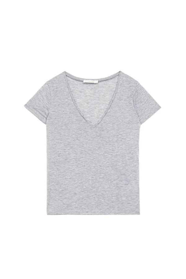 Fashion T-shirt col V Elvie - Gris T-shirts & Tops